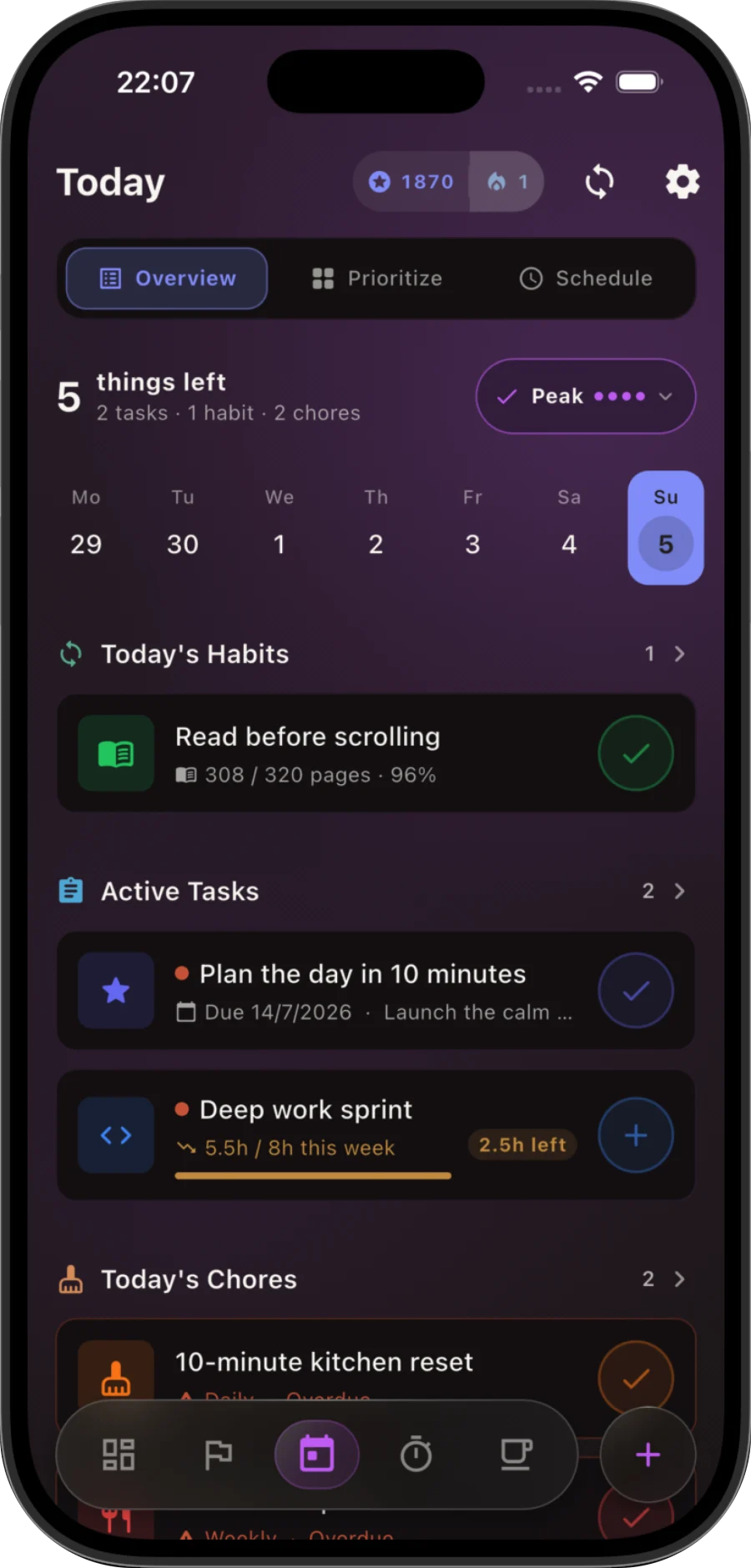 Enkrio Today screen